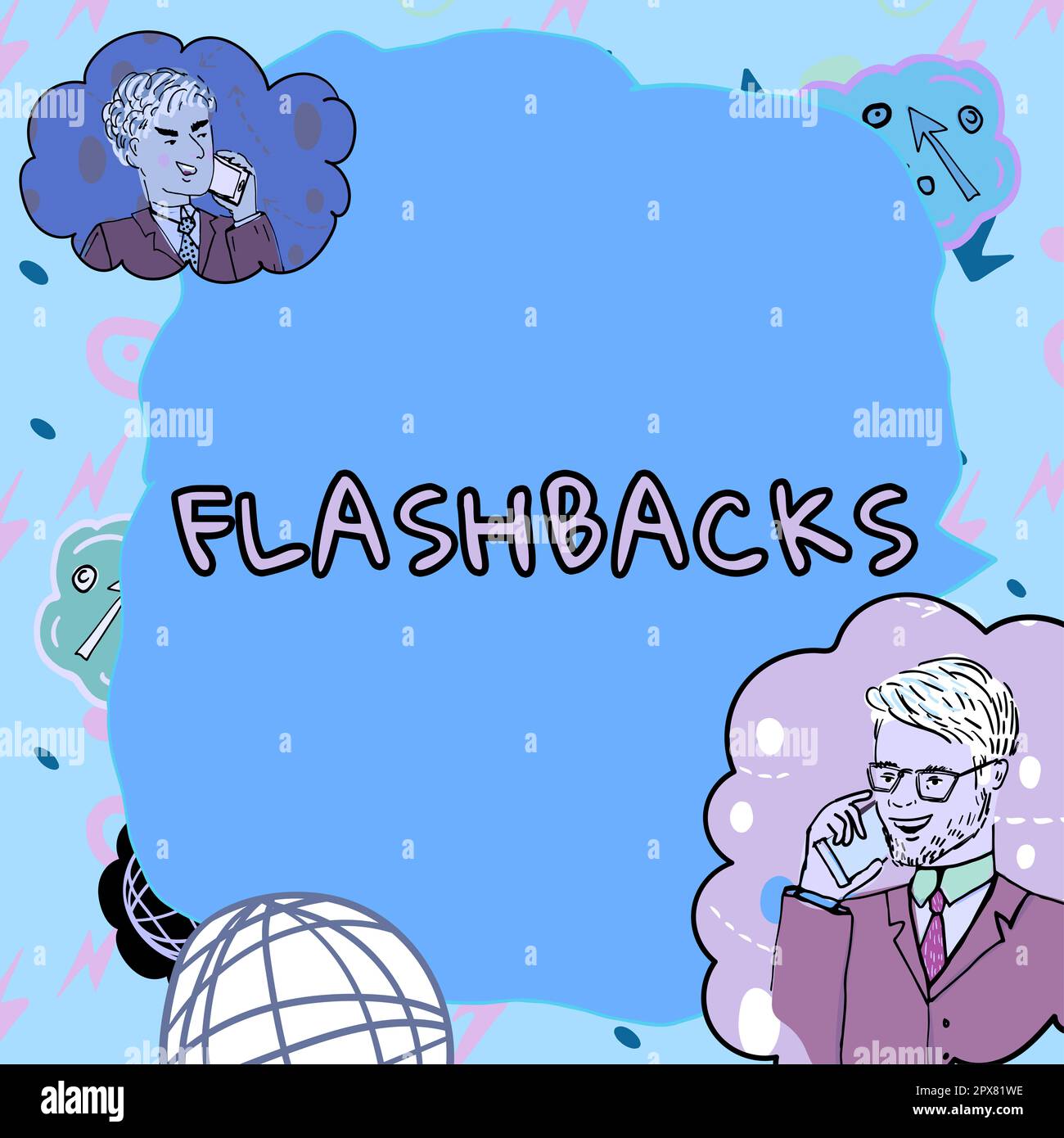 Text caption presenting Flashbacks, Internet Concept interruption of ...