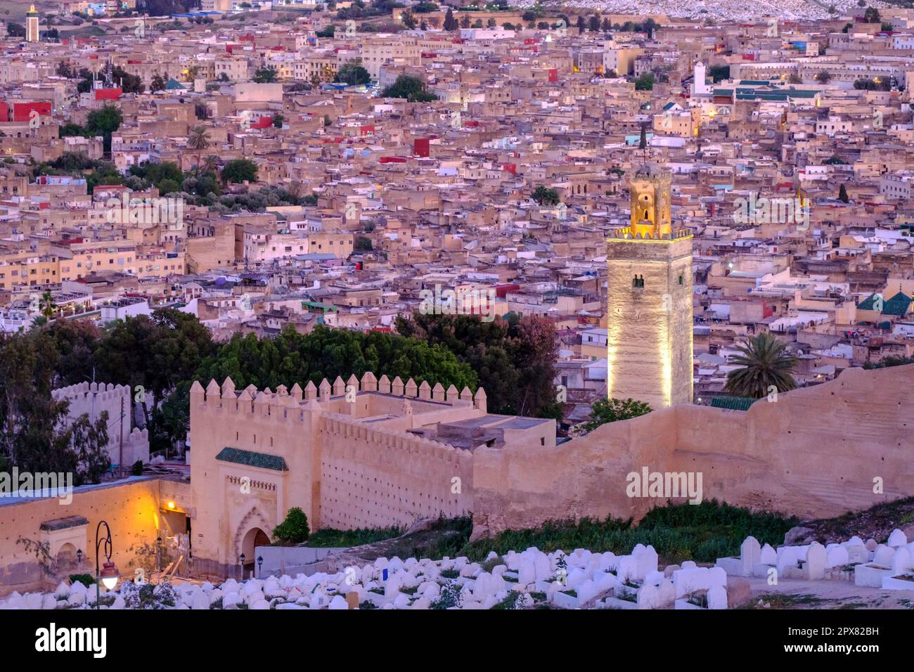 Panoramic view of the city from the Merinid Tombs, Fez, morocco, africa ...