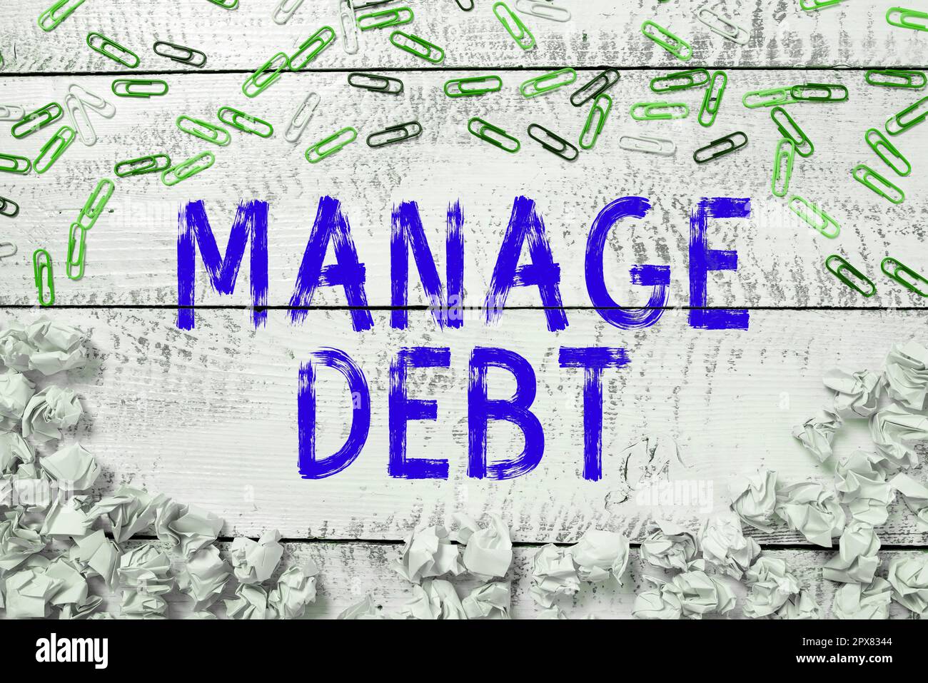 Text sign showing Manage Debt, Business concept unofficial agreement with unsecured creditors for repayment Stock Photo