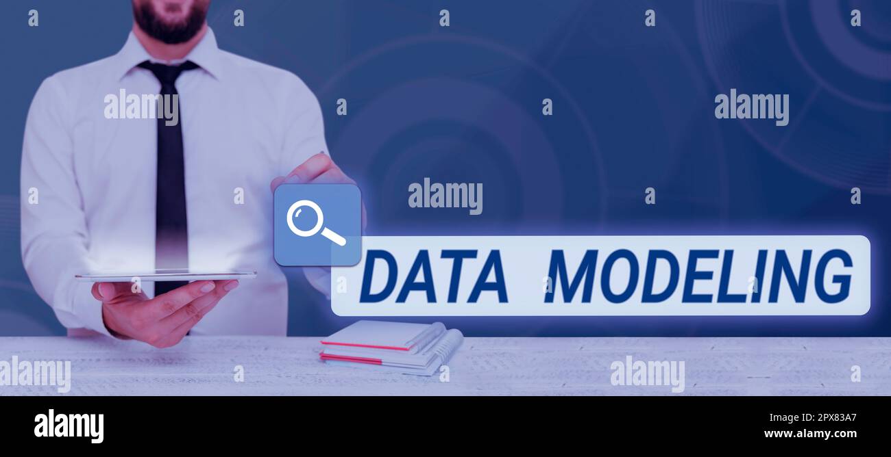 Text caption presenting Data Modeling, Internet Concept process of transferring data between data storage systems Stock Photo