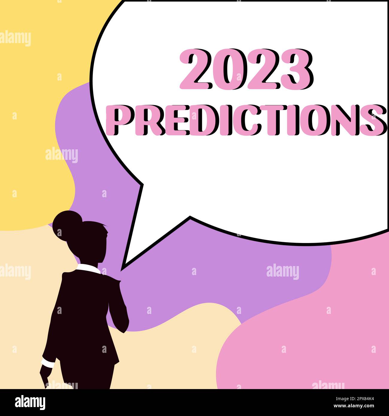 Text showing inspiration 2023 Predictions, Business idea list of things you feel that going to happen without proof Stock Photo