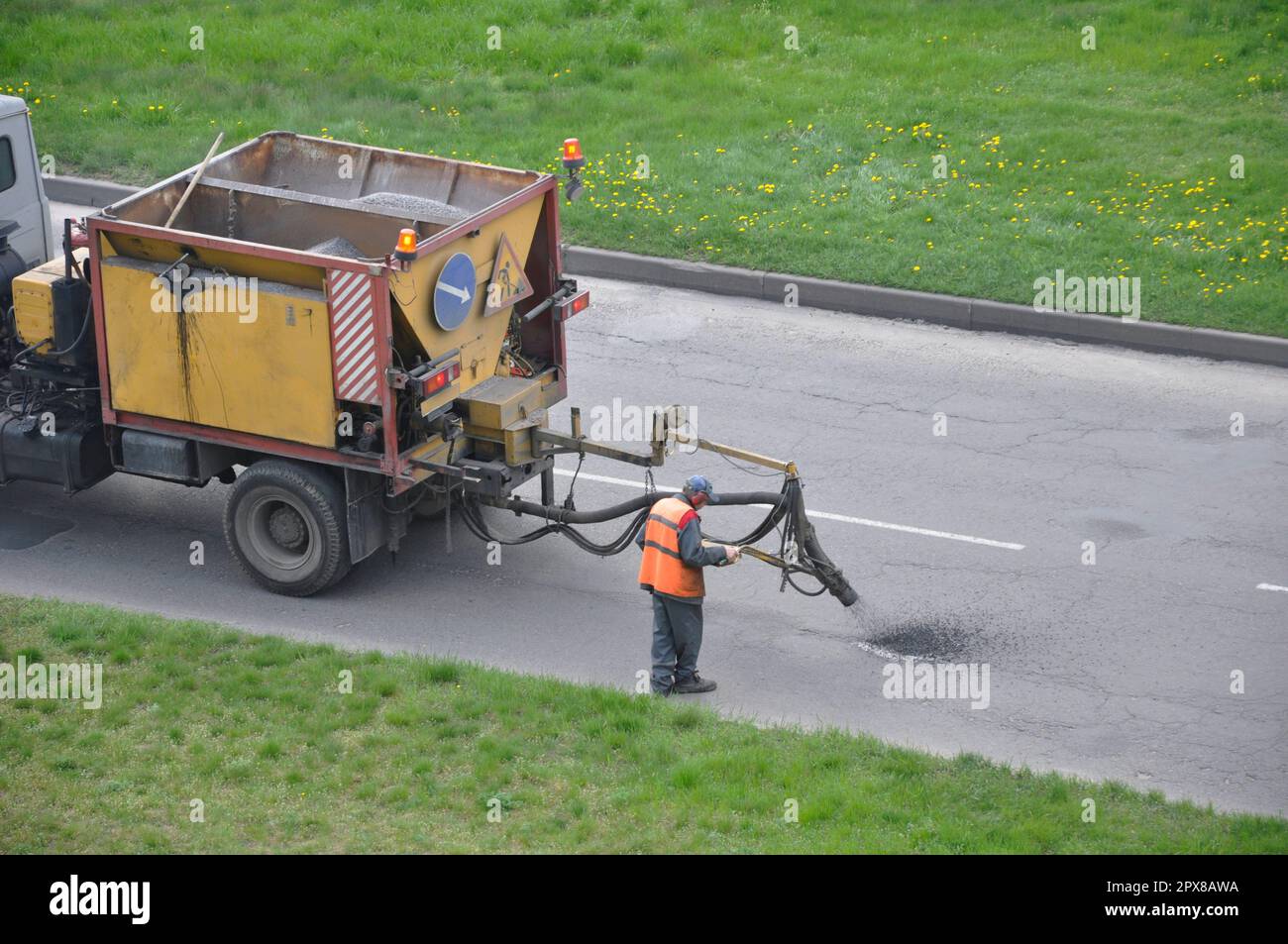 Street landscaping. Express repair of asphalt pavement using