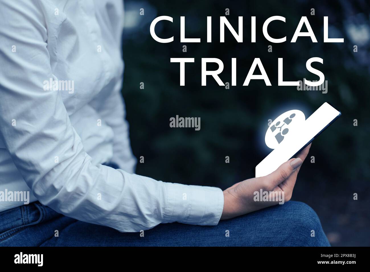 Text caption presenting Clinical Trials, Word for Research ...