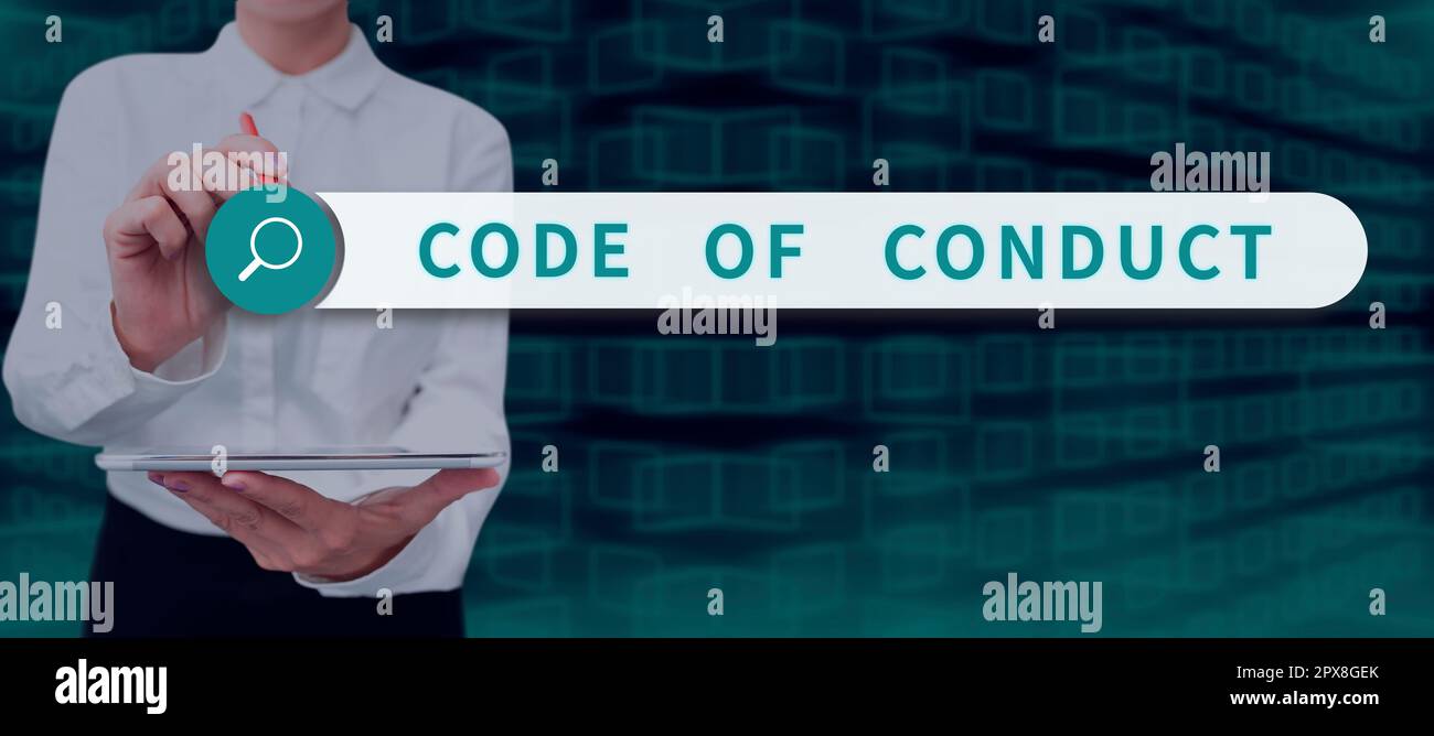 Text sign showing Code Of Conduct, Concept meaning Ethics rules moral