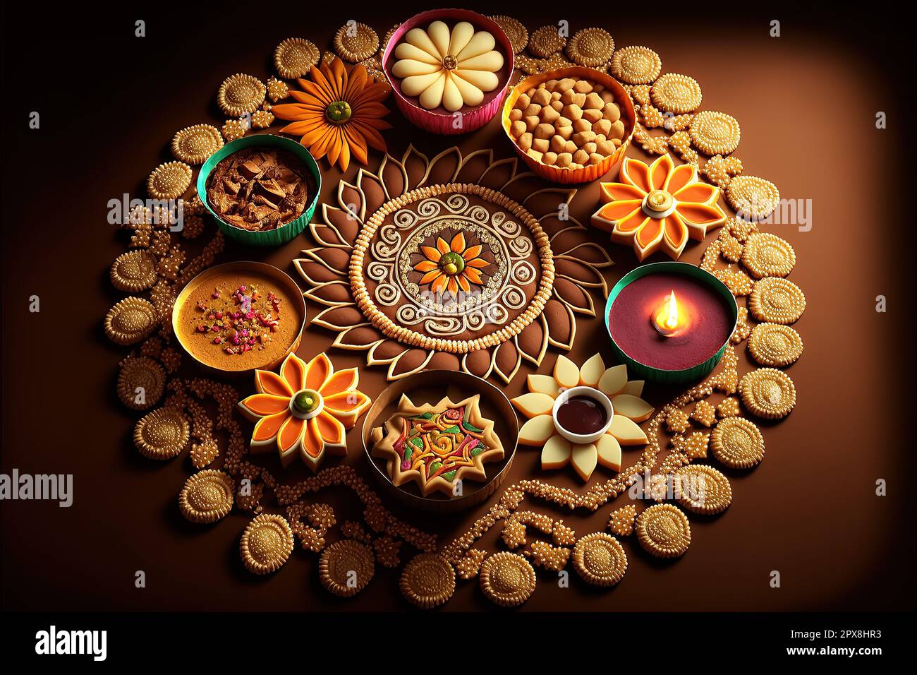 Snack Rangoli Beautiful rangoli made in hi-res stock photography and images - Alamy