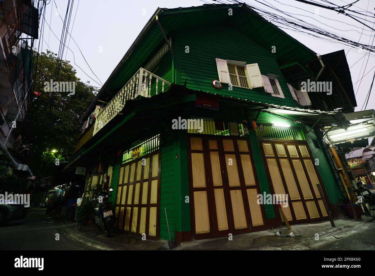 Beautiful old wooden houses in the historical neighborhood of Talat Noi