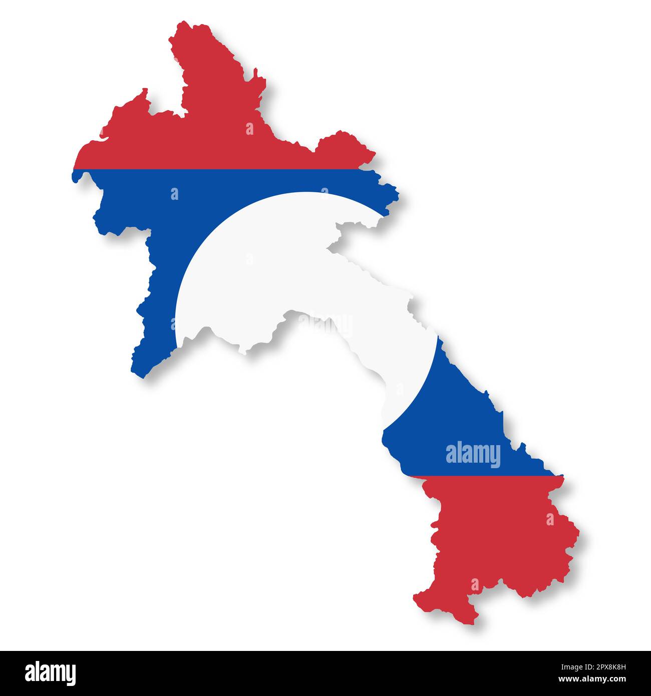 A Laos flag map on white background with clipping path 3d illustration ...