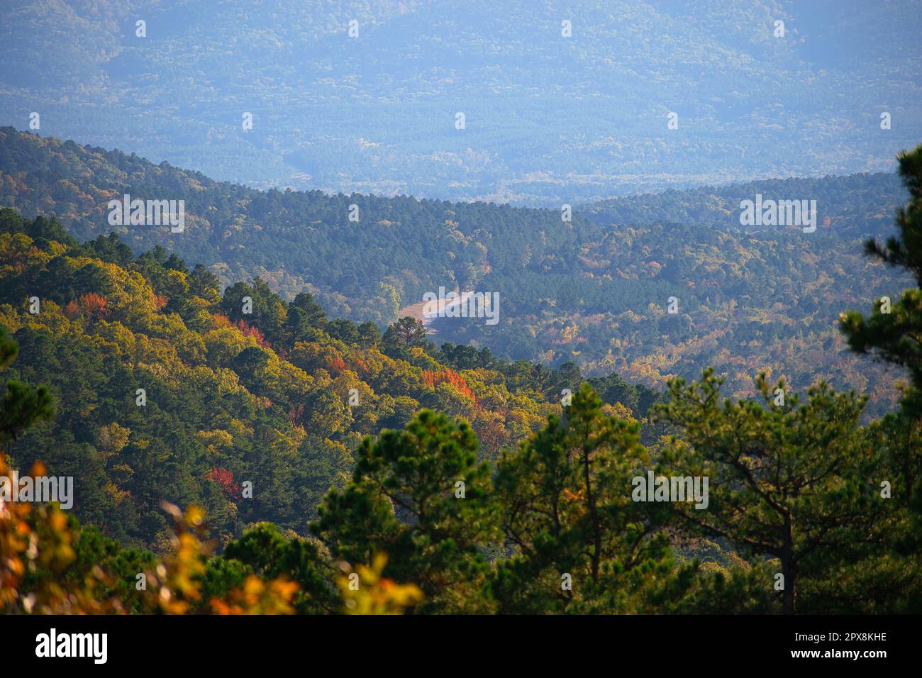 Talimena Scenic Drive through the Ouachita Mountains Stock Photo