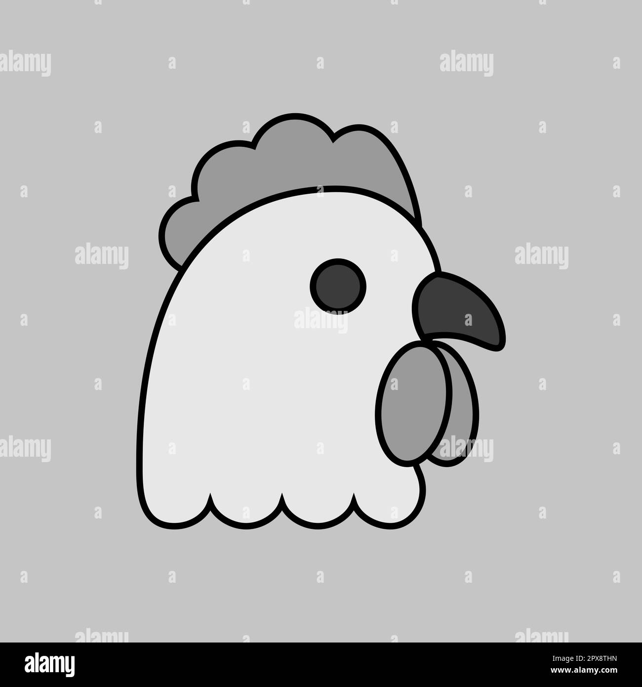 Chicken isolated grayscale icon. Animal head. Farm sign. Graph symbol ...