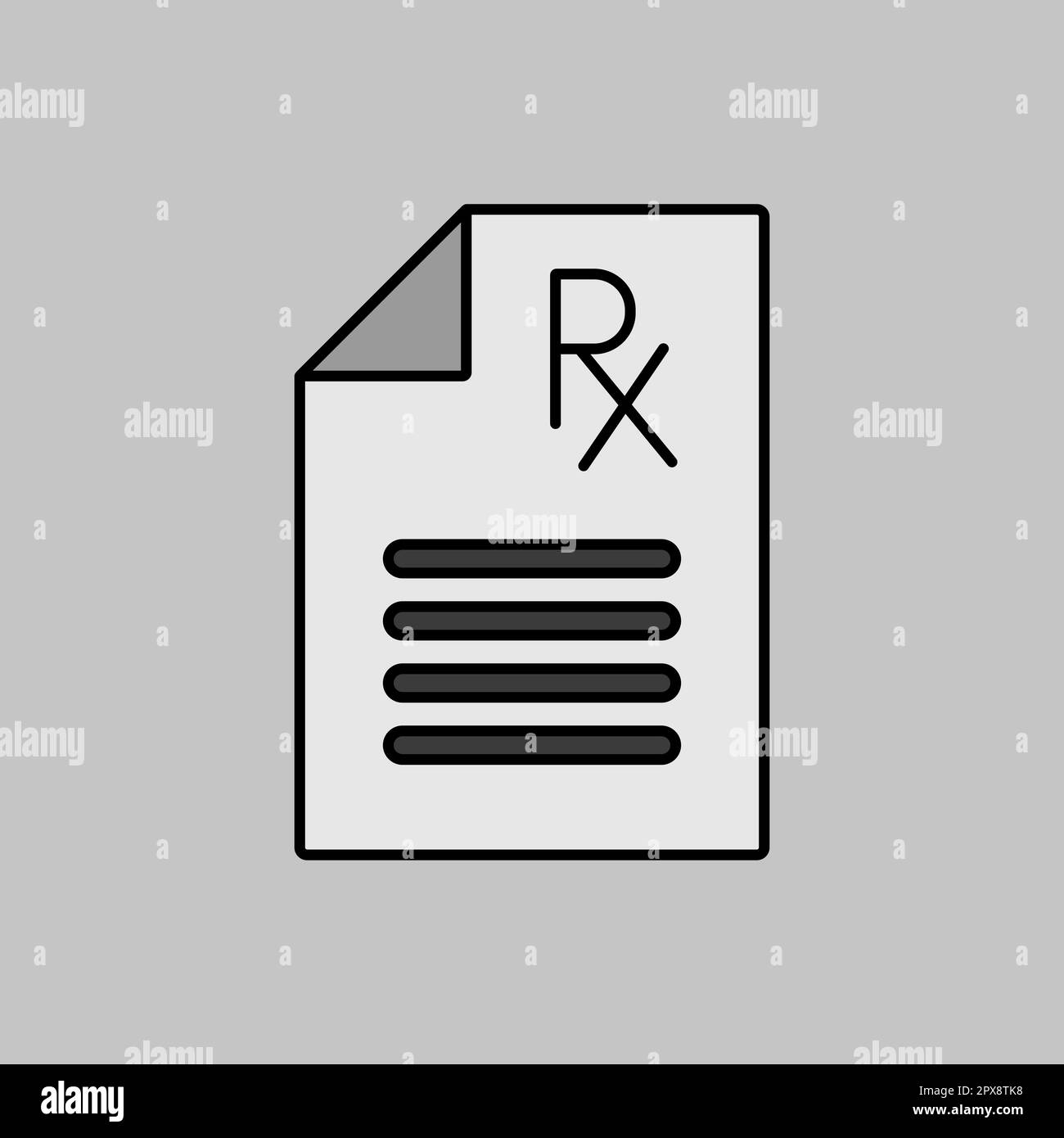 Medical prescription Rx sign grayscale icon. Medicine and healthcare