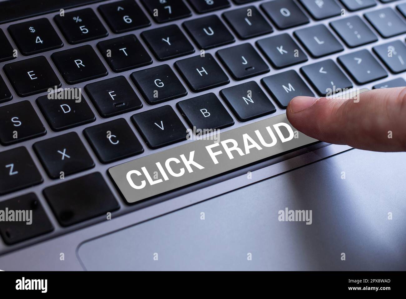 Conceptual display Click Fraud, Word Written on practice of repeatedly clicking on advertisement hosted website Stock Photo