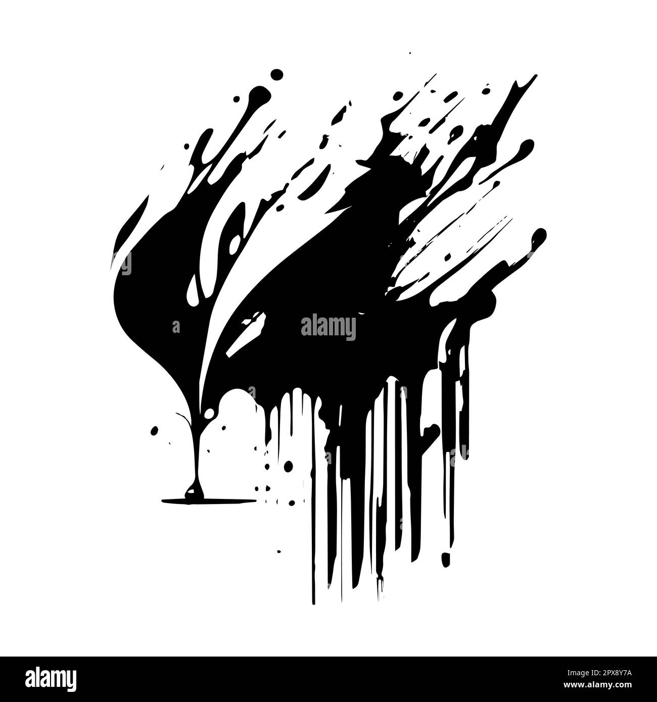 Smears, blots of black paint on a white background, dark colors