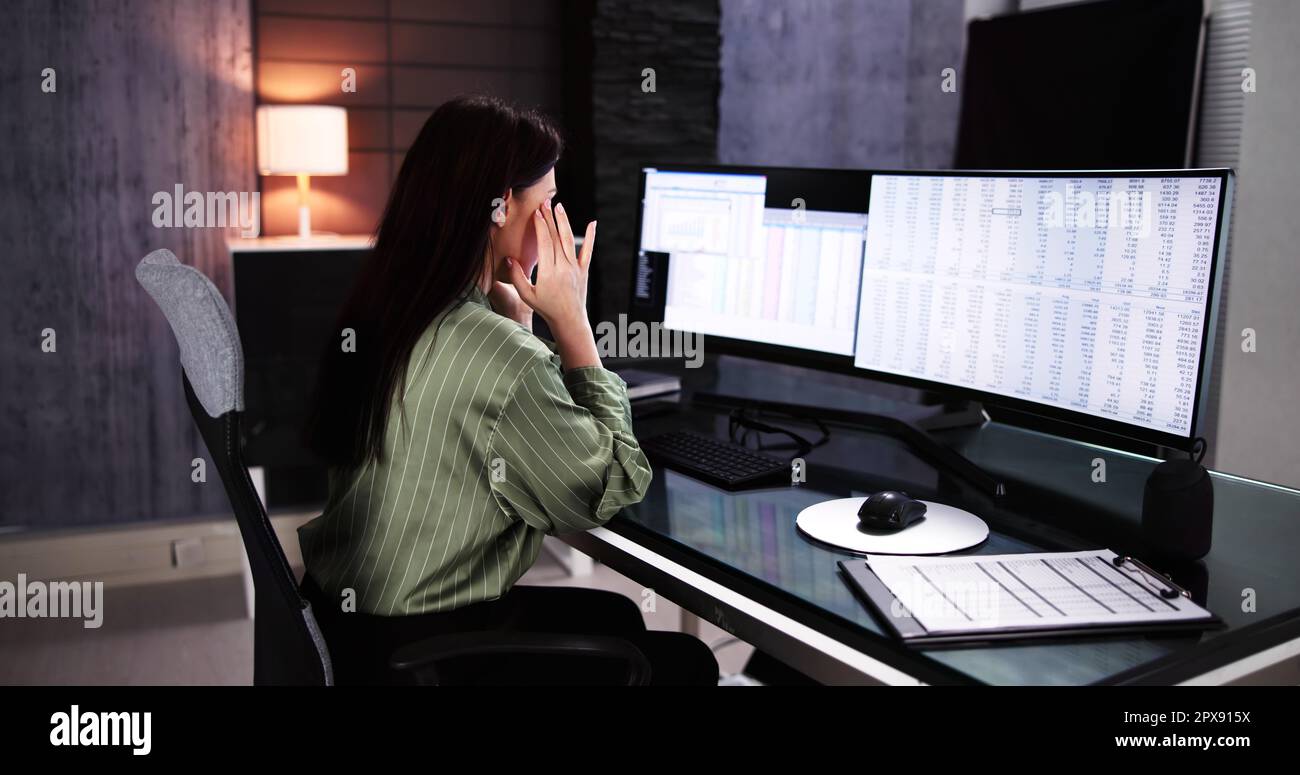 Sad Tired Medical Coding Bill And Spreadsheets Analyst Stock Photo