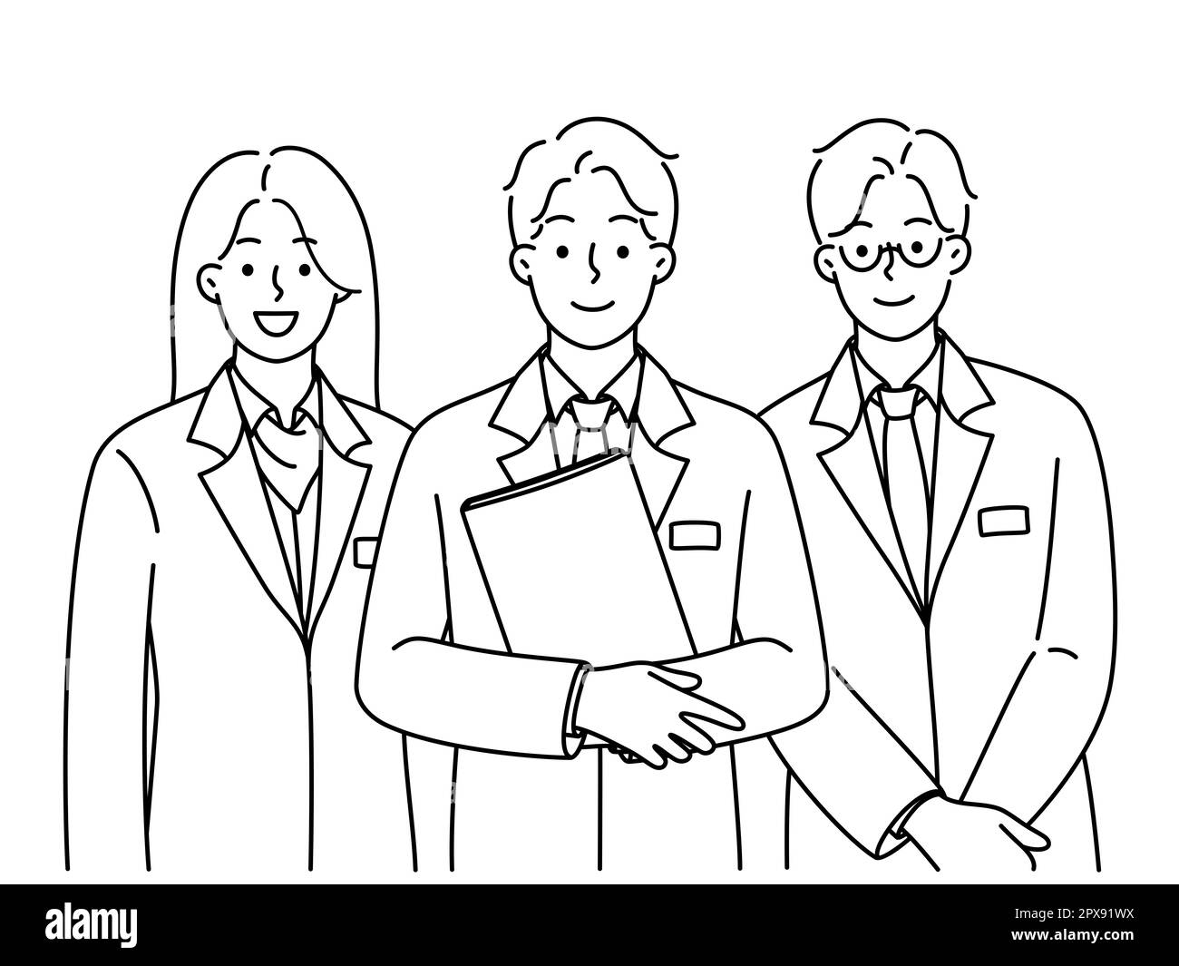 Happy front desk staff black and white stock photos images alamy