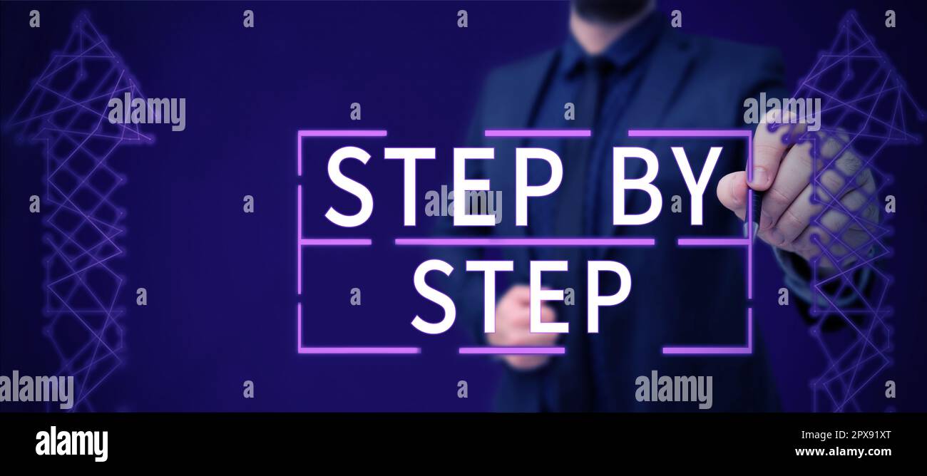 Step Direction Progress Sign displaying Step By Step, Business idea Slow progress Road to ...