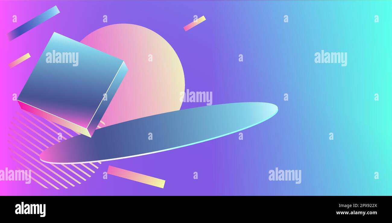Futuristic abstract gradient bright background with various flying ...