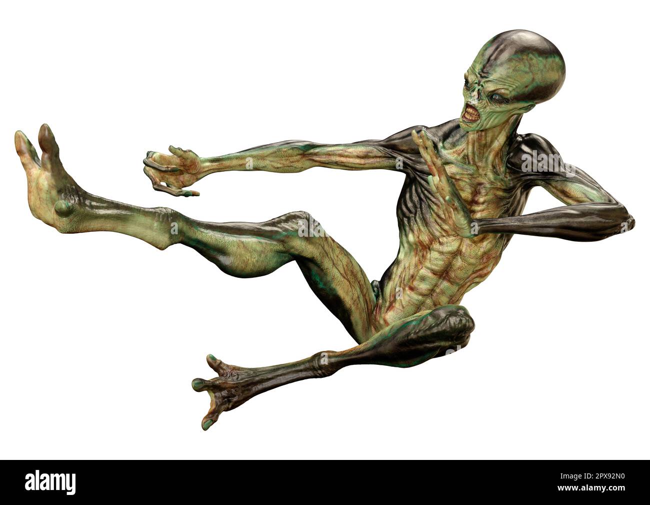 3D rendering of a green alien isolated on white background Stock Photo ...