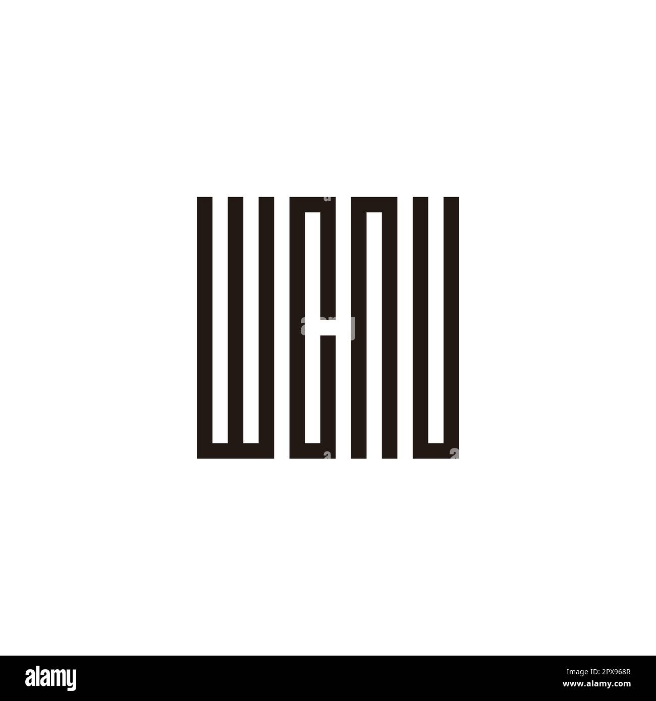 Letter W, C, n and U square, rectangles geometric symbol simple logo vector Stock Vector