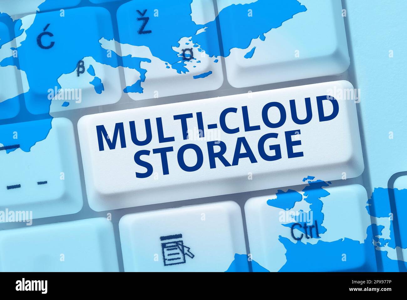 Sign displaying Multi Cloud Storage, Word for use of multiple cloud computing and storage services Stock Photo