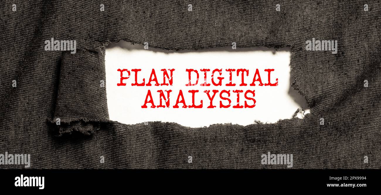 Text caption presenting Plan Digital Analysis, Business concept Analysis of qualitative and quantitative digital data Stock Photo