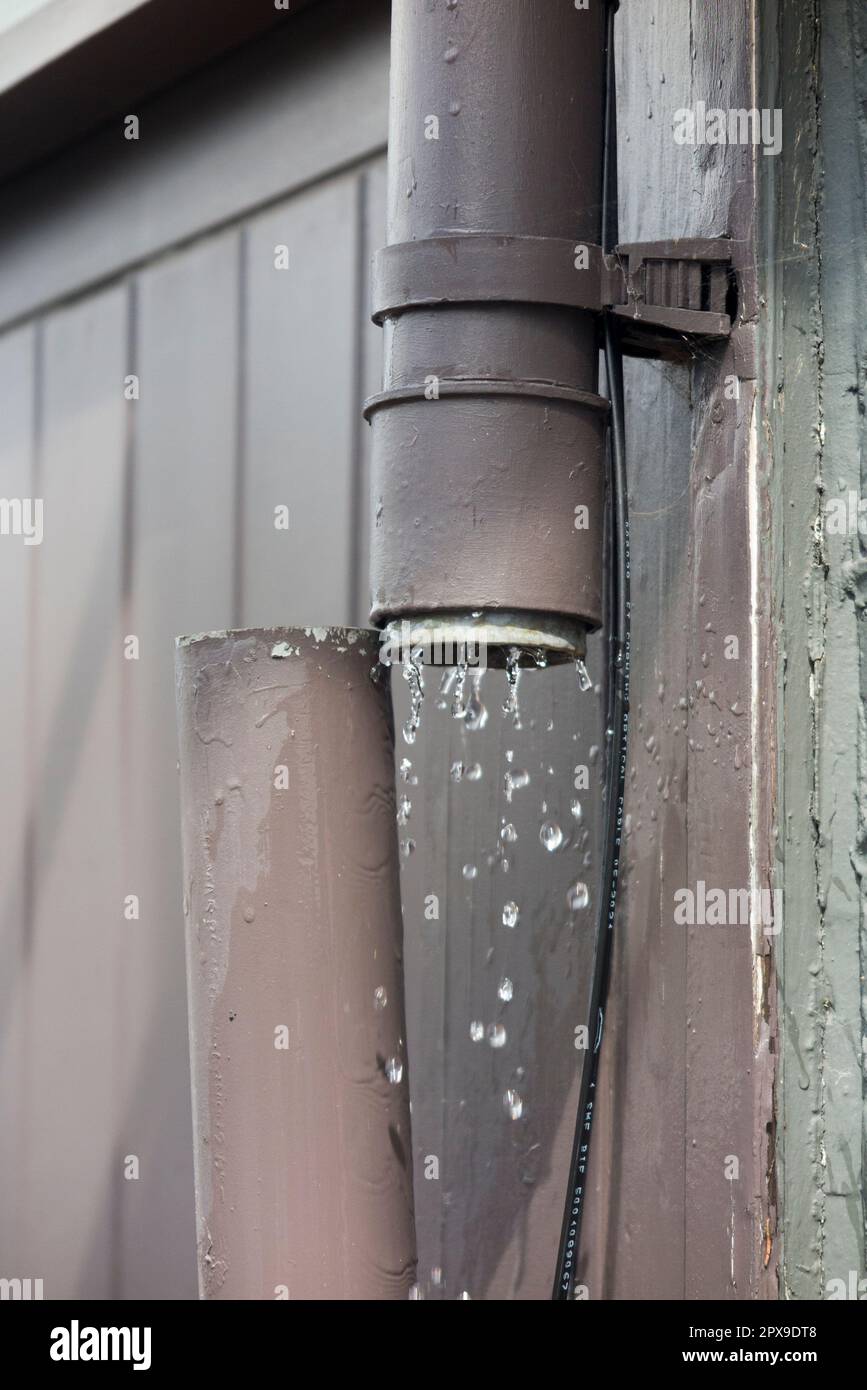 Down pipe / downpipe drain that's broken apart on apartment block and