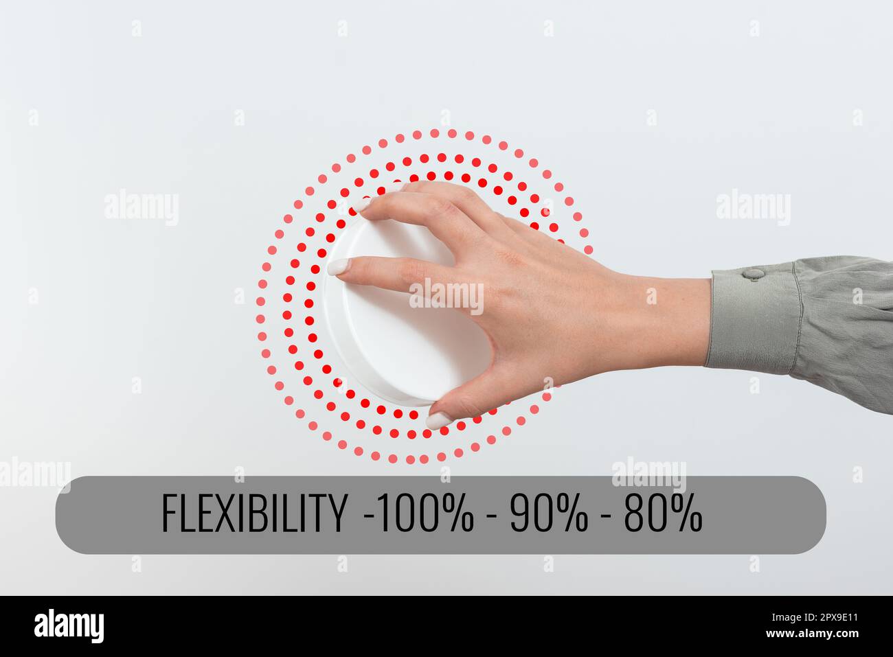 Writing displaying text Flexibility 100 90 80 , Business approach How ...