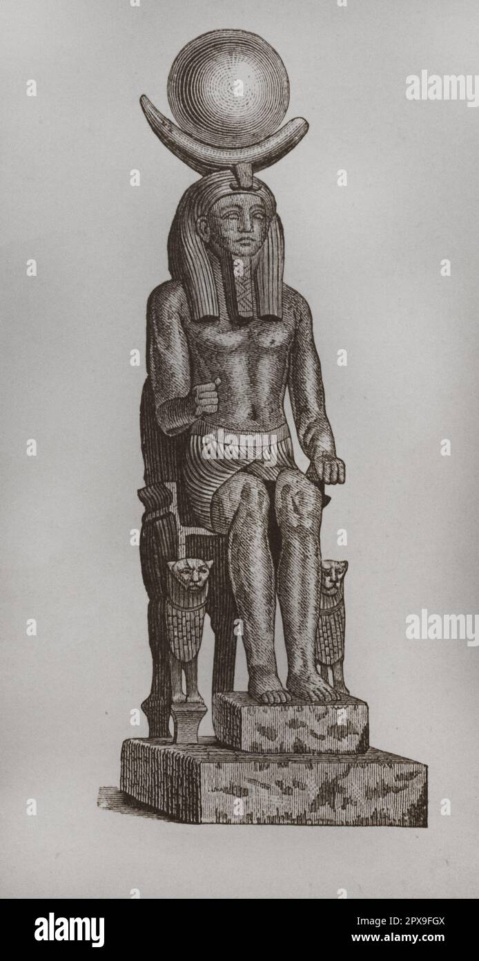 The bronze statue of Osiris. Ancient Egypt. Osiris is the god of fertility, agriculture, the afterlife, the dead, resurrection, life, and vegetation in ancient Egyptian religion. Stock Photo