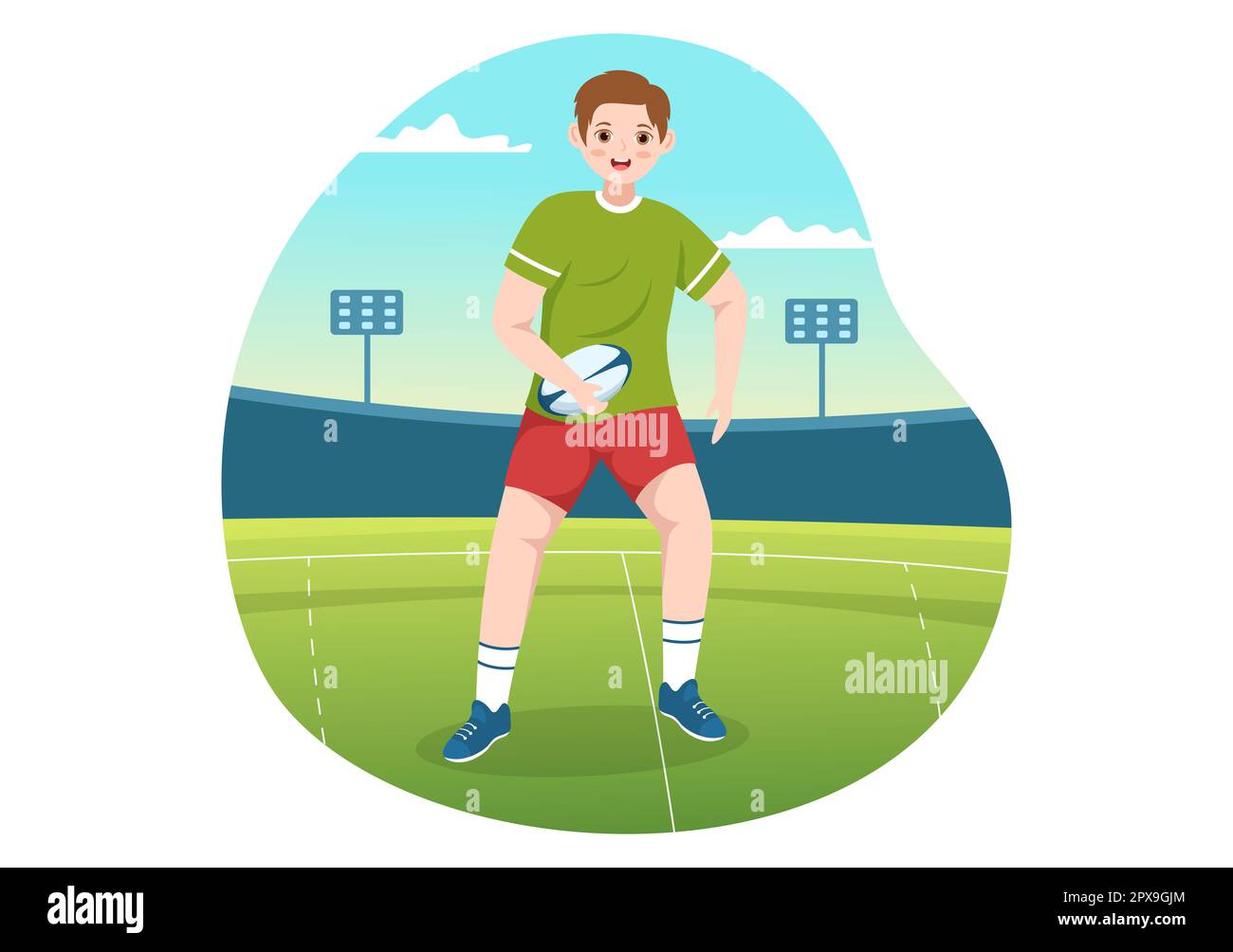 Rugby Player Running Illustration with a Ball in Championship Sport for ...