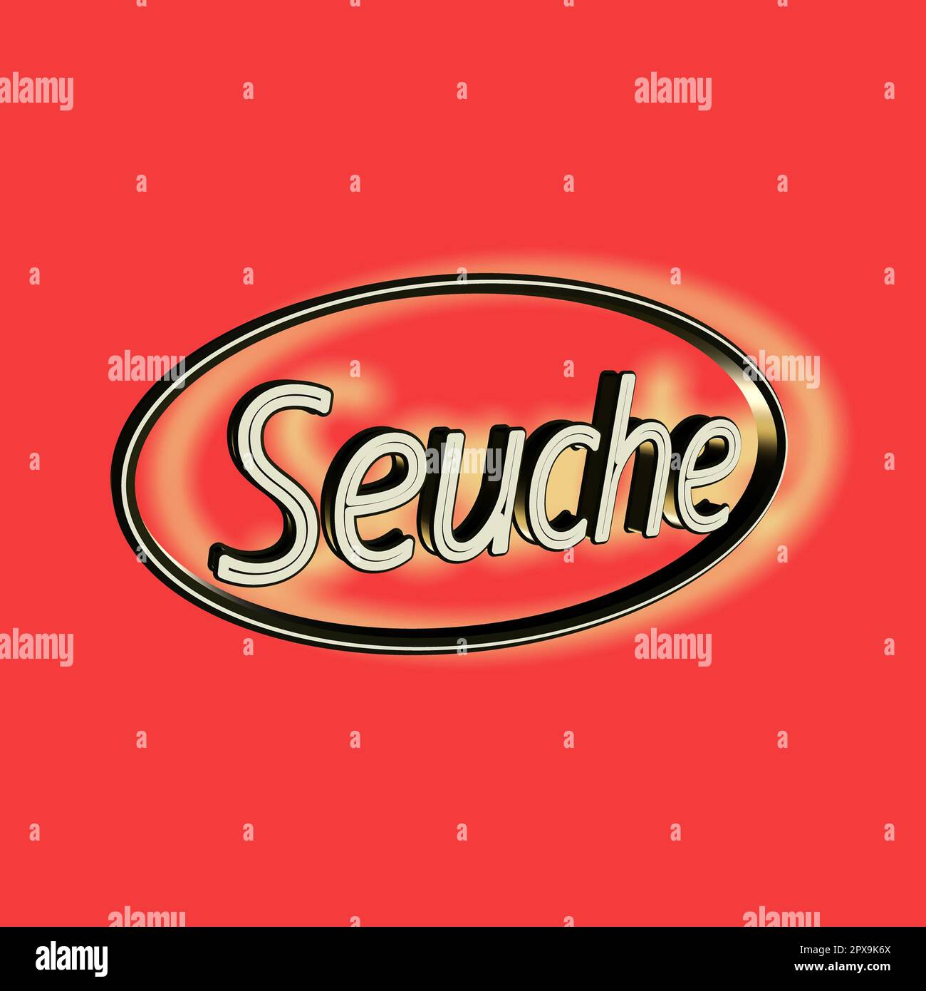 'Seuche' = 'Plague' - word, lettering or text as a 3D illustration, 3D rendering, computer graphics Stock Photo