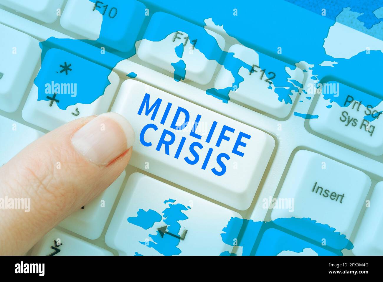 Handwriting text Midlife Crisis, Business approach Software development technique Decomposing an application Stock Photo