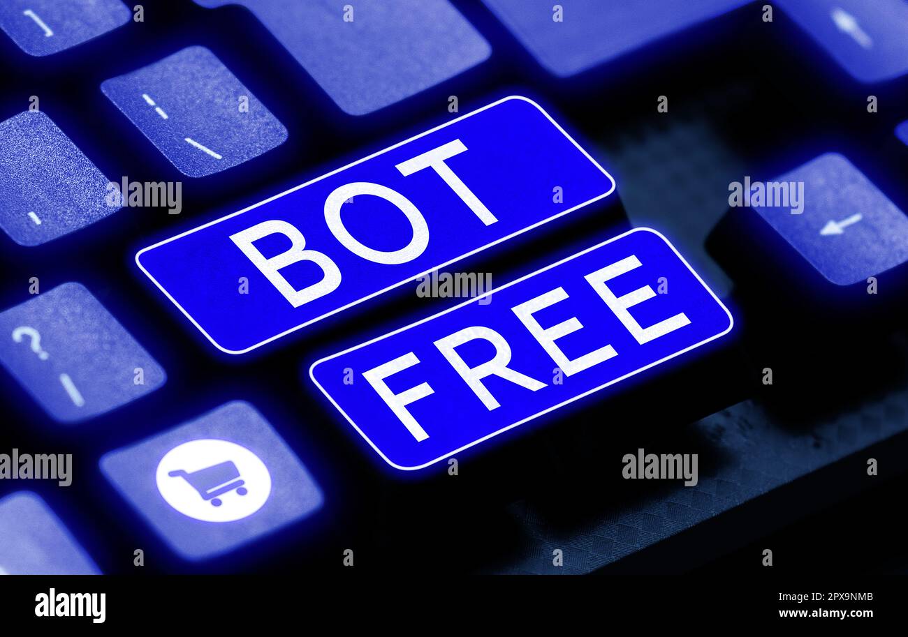 Conceptual display Bot Free, Business overview a computer program that works automatically Internet robots Stock Photo