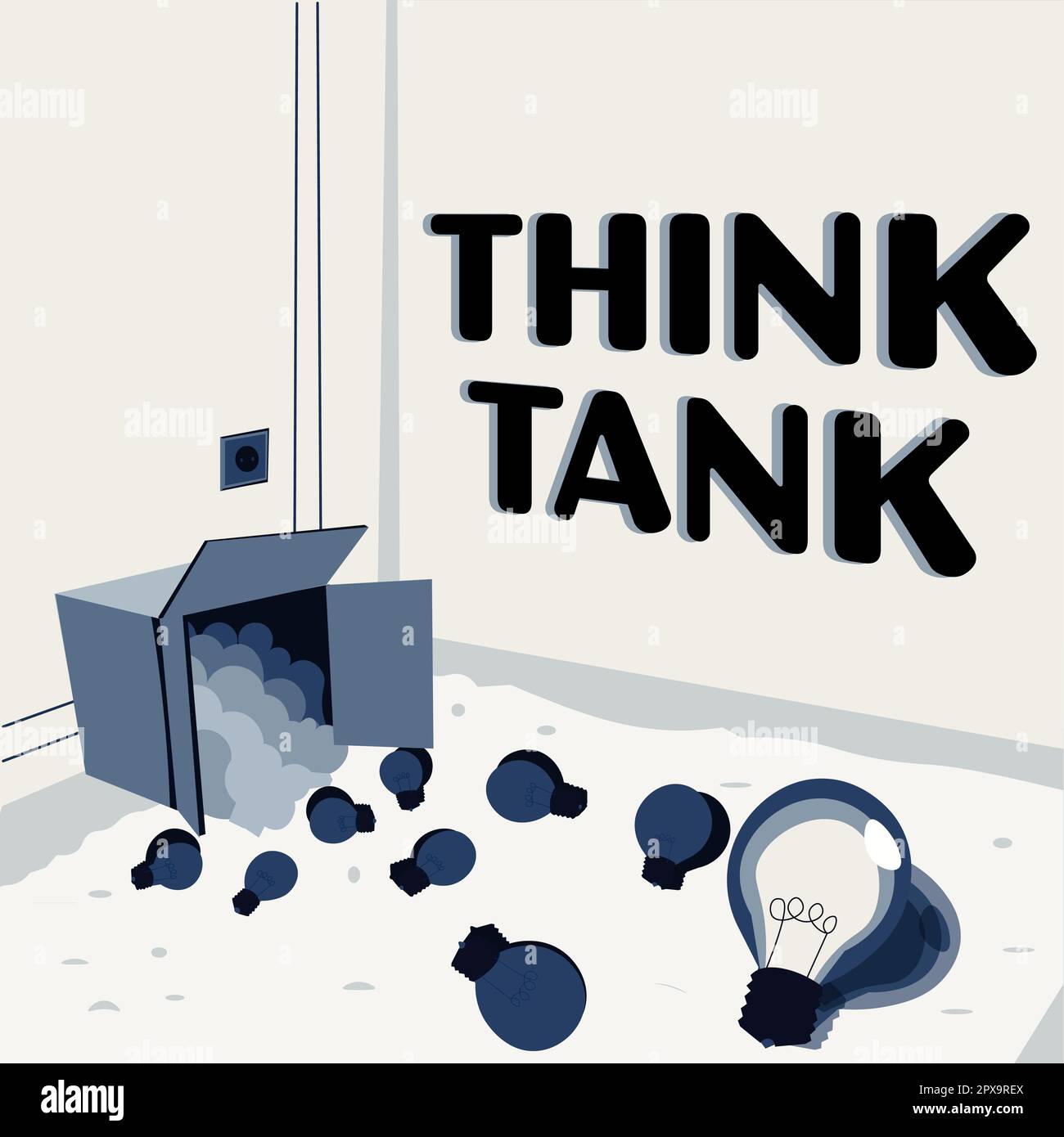 Text caption presenting Think Tank, Concept meaning Thinking of