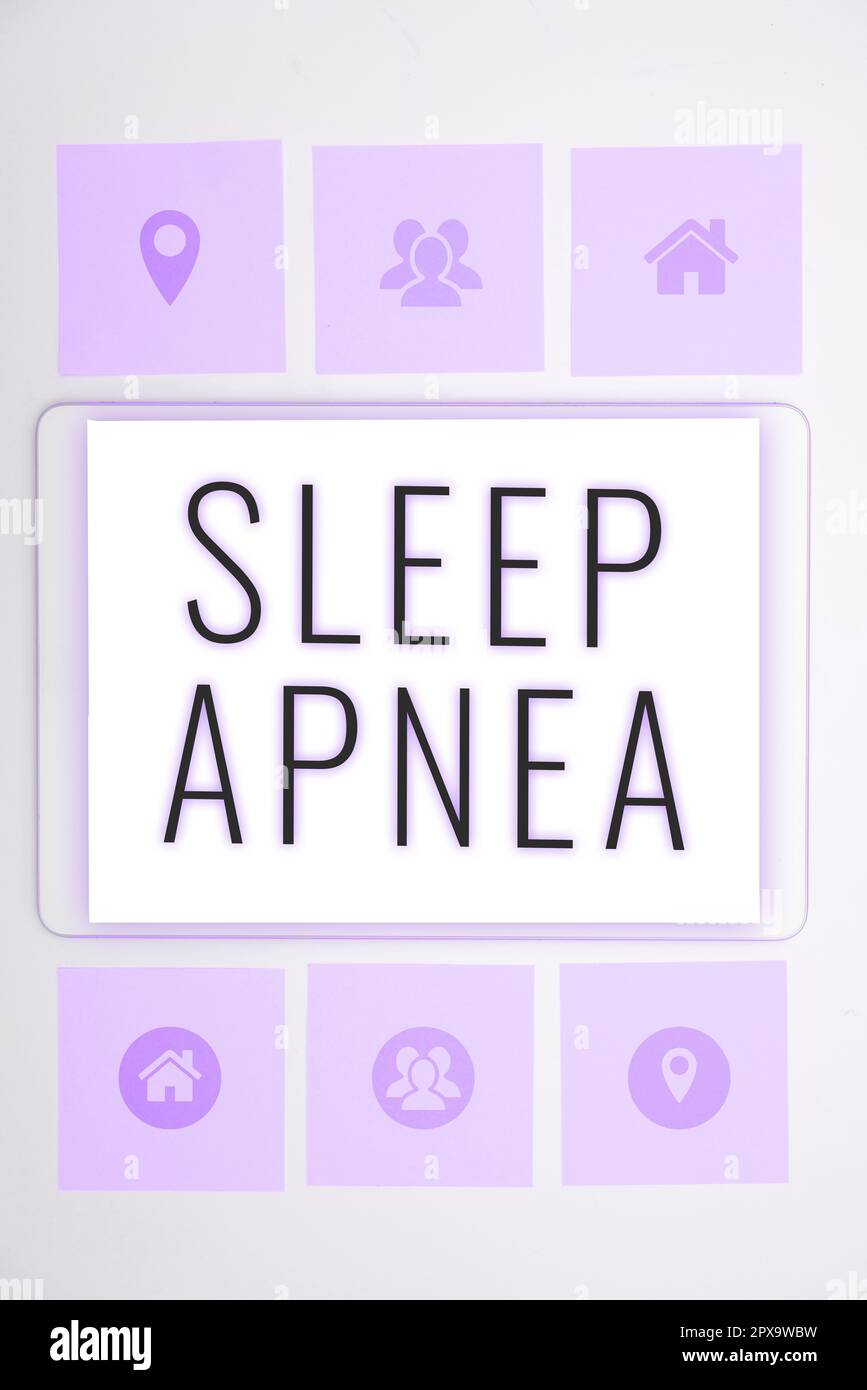 Hand writing sign Sleep Apnea, Concept meaning The temporary stoppage