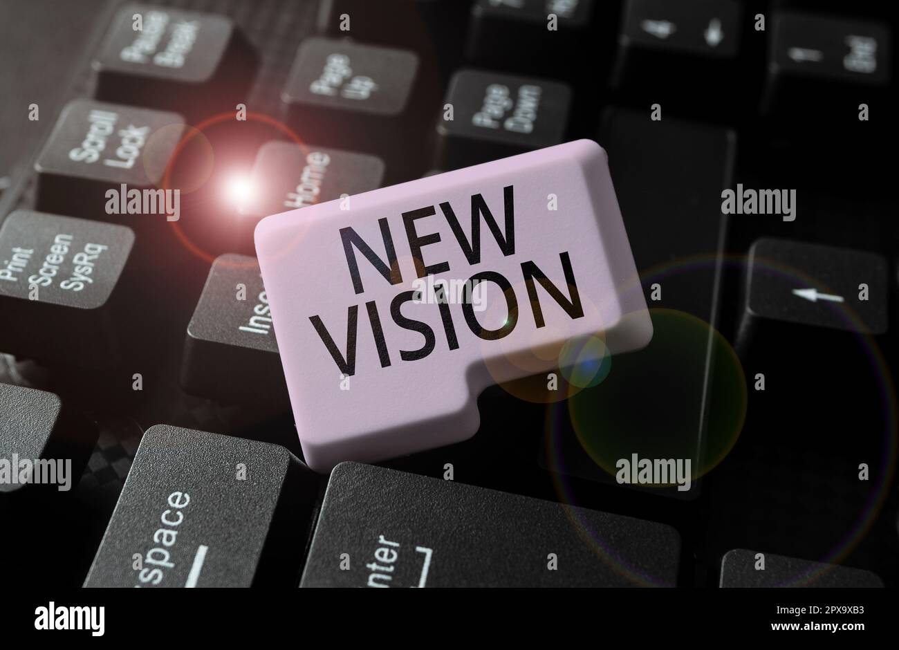 Conceptual display New Vision, Word for seeing some future developments Hopeful about the future Stock Photo