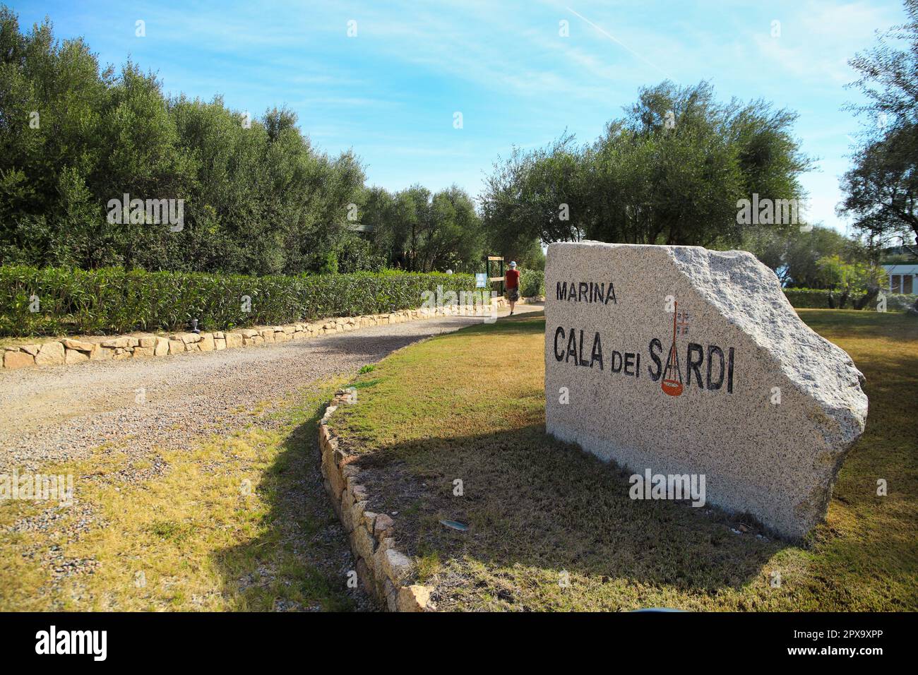 Marina Cala dei Sardi written in Stone with Logo, Gulf of Cugnana