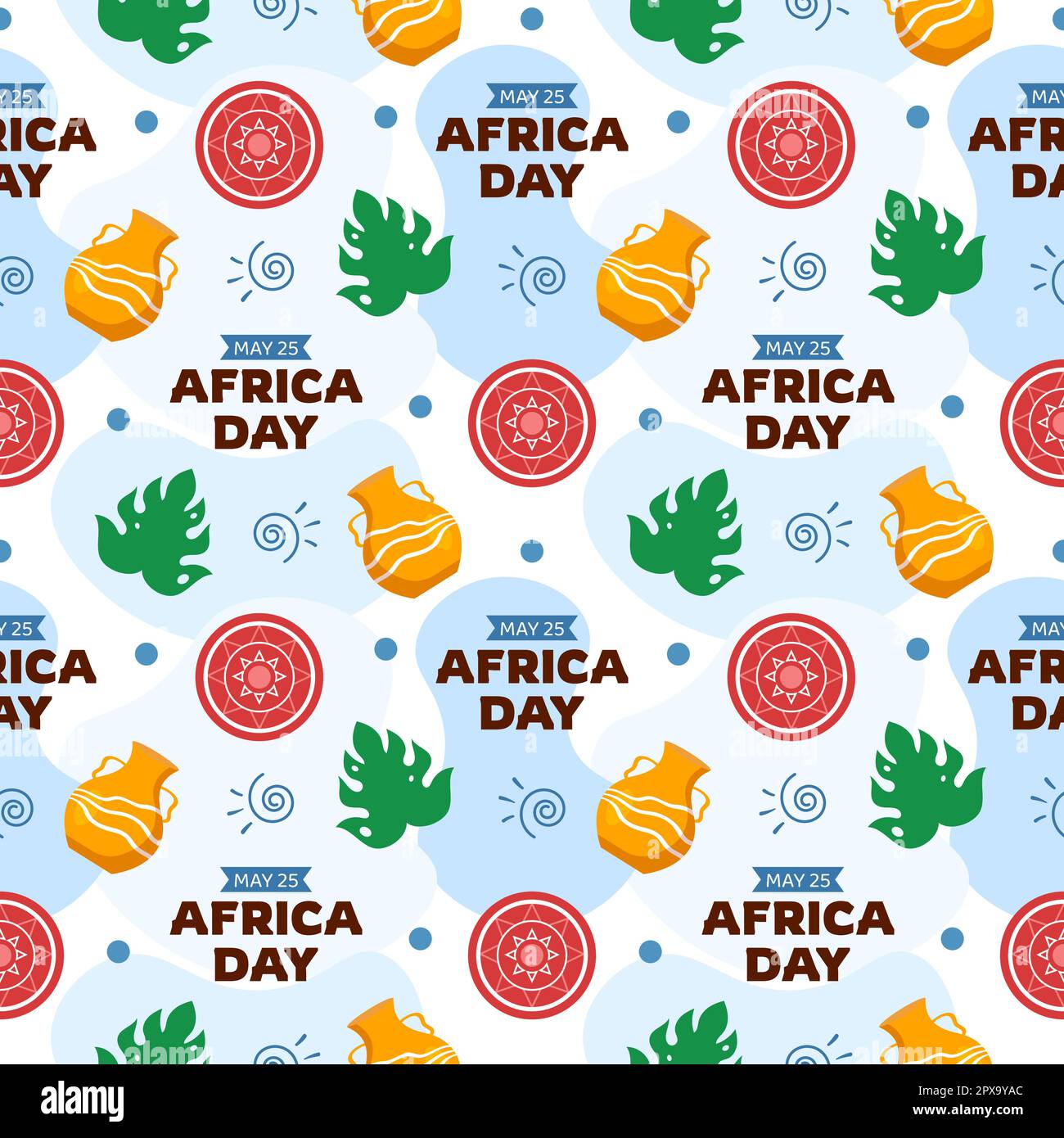 Happy Africa Day Seamless Pattern Design with Culture African Tribal ...