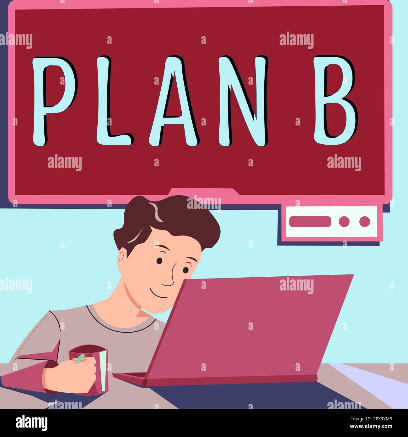 Hand writing sign Plan B, Word for ones Backup plan or strategy