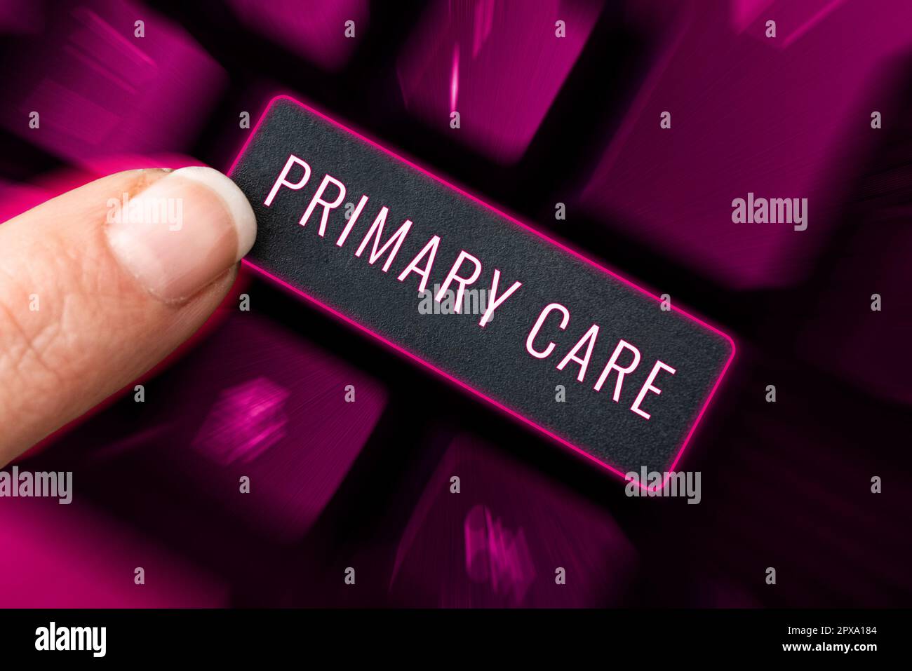 Sign displaying Primary Care, Word for health care provided by medical