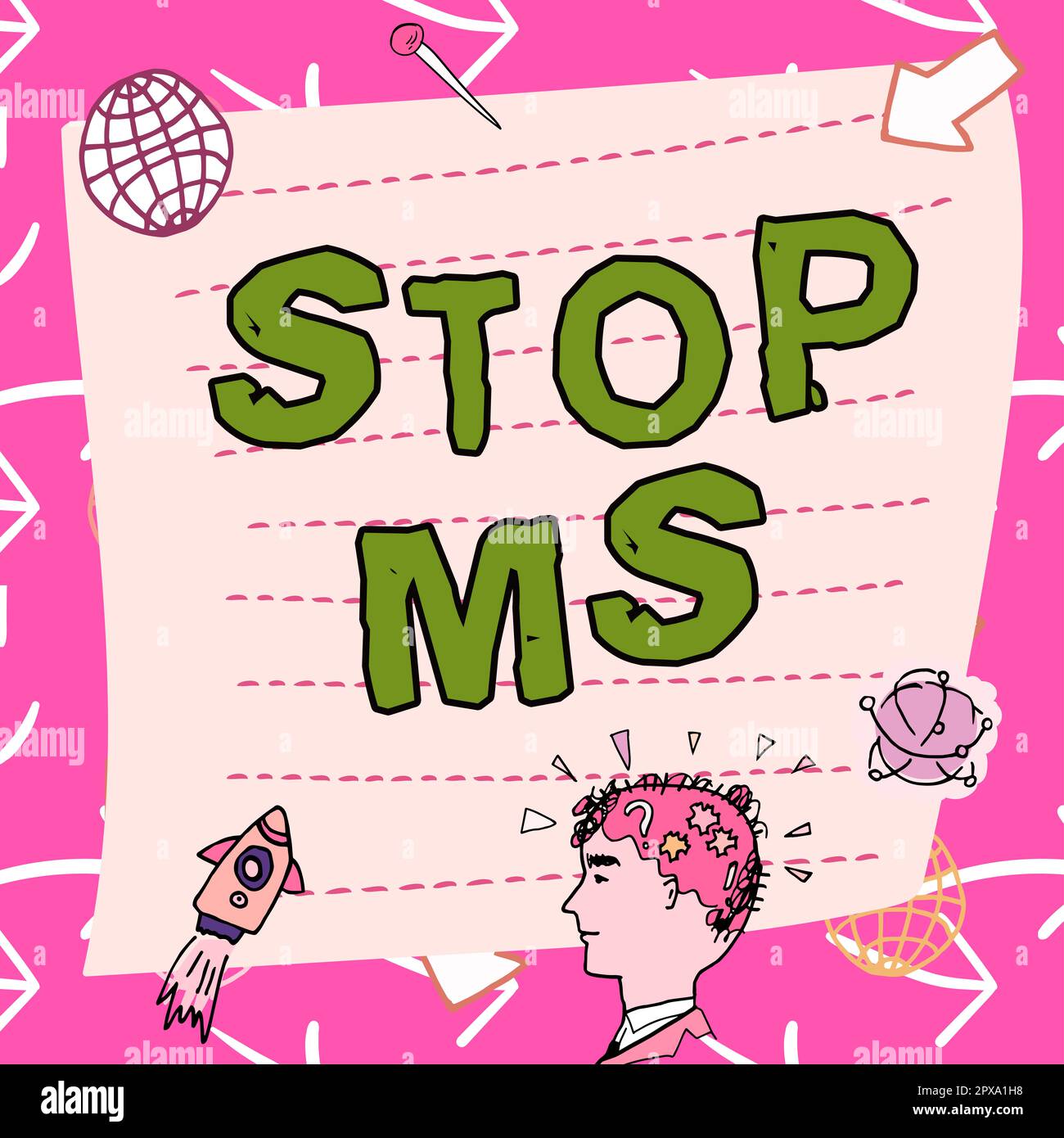 Text caption presenting Stop Ms, Business overview prevent disease