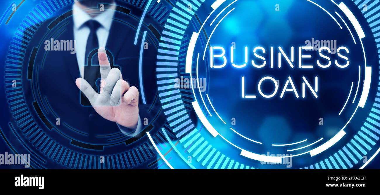 Conceptual display Business Loan, Business showcase Credit Mortgage Financial Assistance Cash Advances Debt Stock Photo