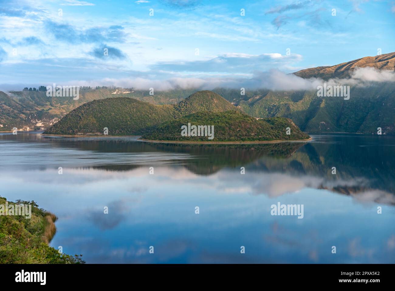 Cuicocha crater lake at the foot of Cotacachi Volcano in the Ecuadorian ...