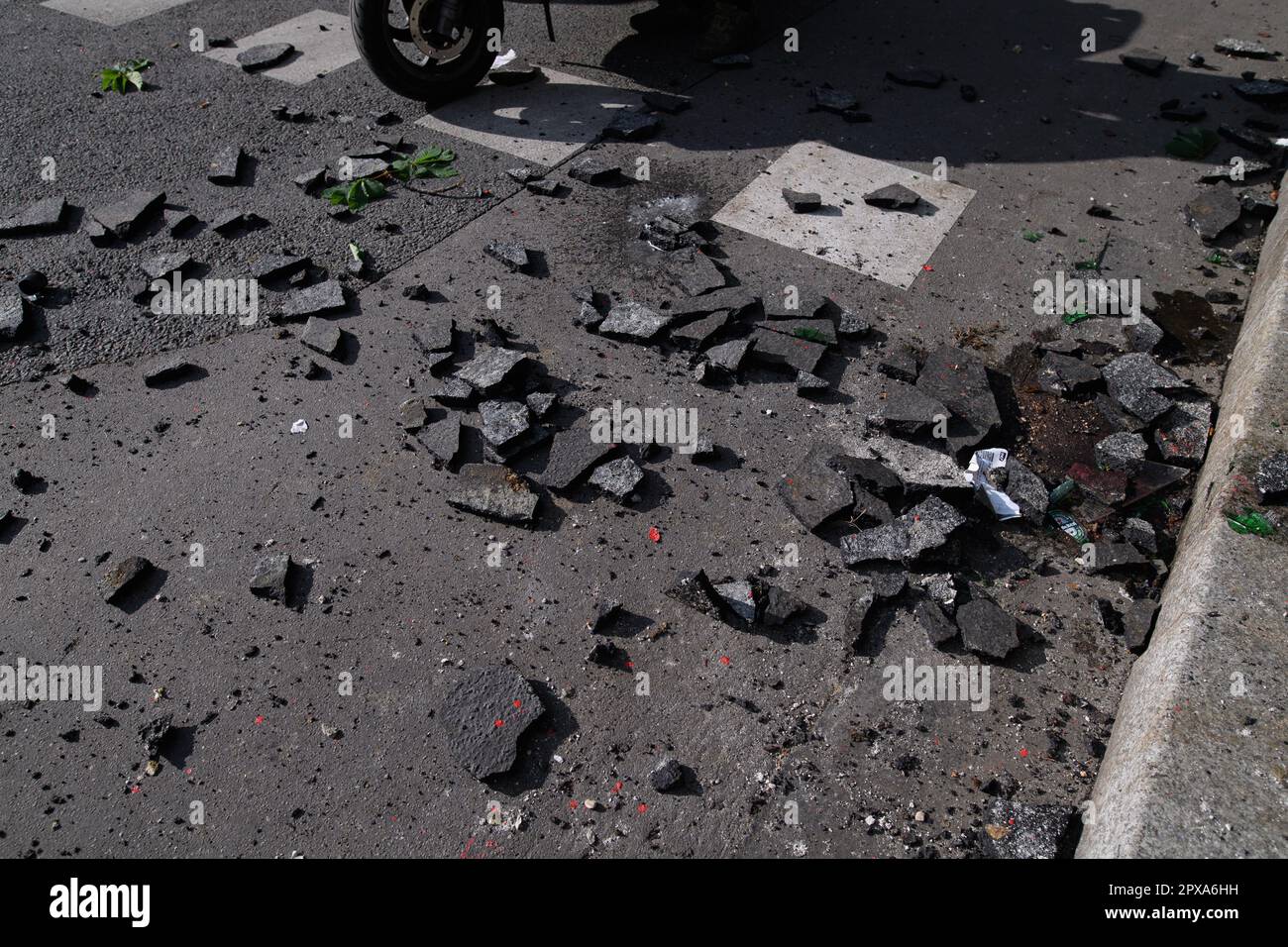 Paris, France. 1st May, 2023. Clash between radical demonstrators and