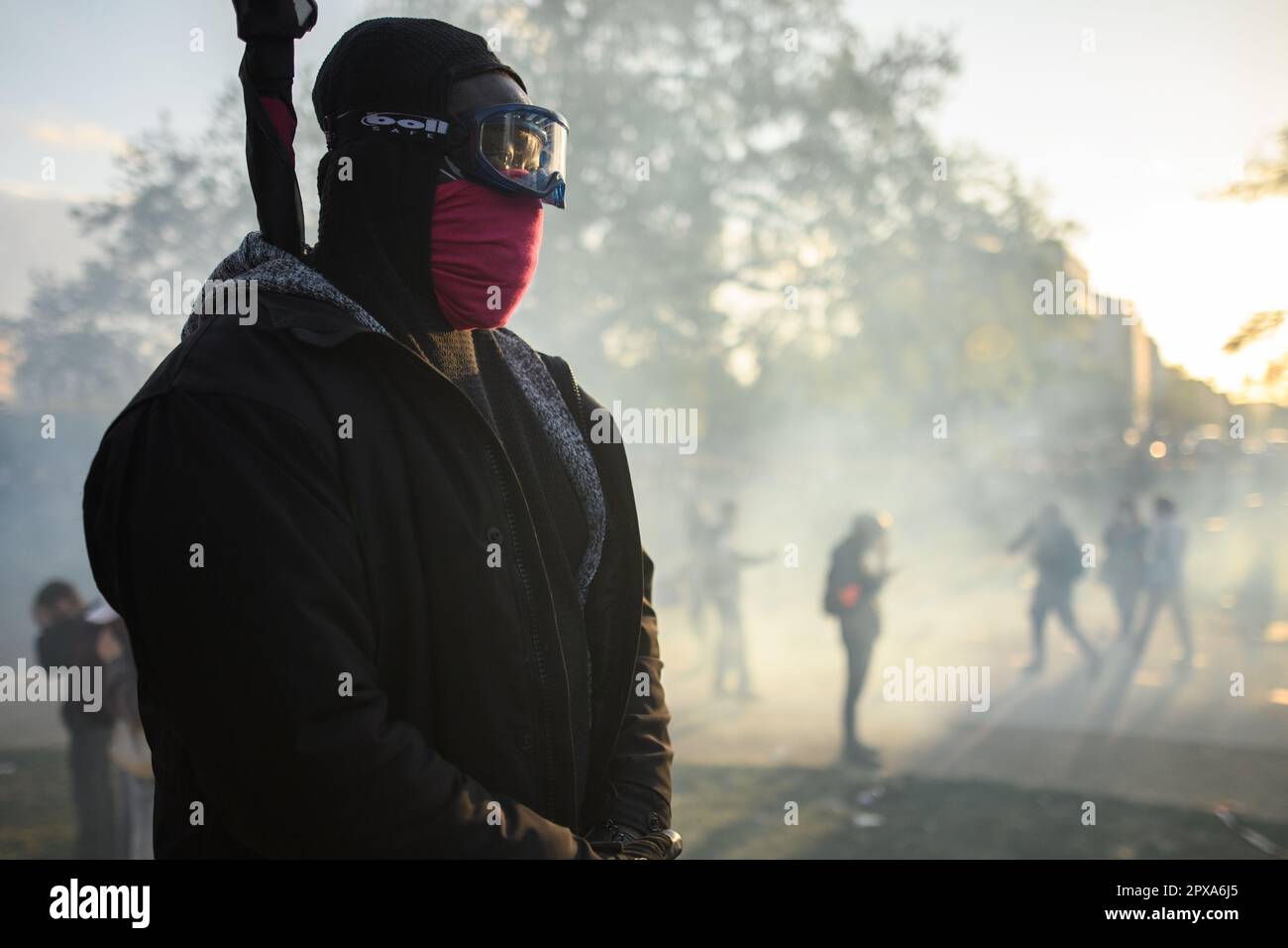 Paris, France. 1st May, 2023. Clash between radical demonstrators and