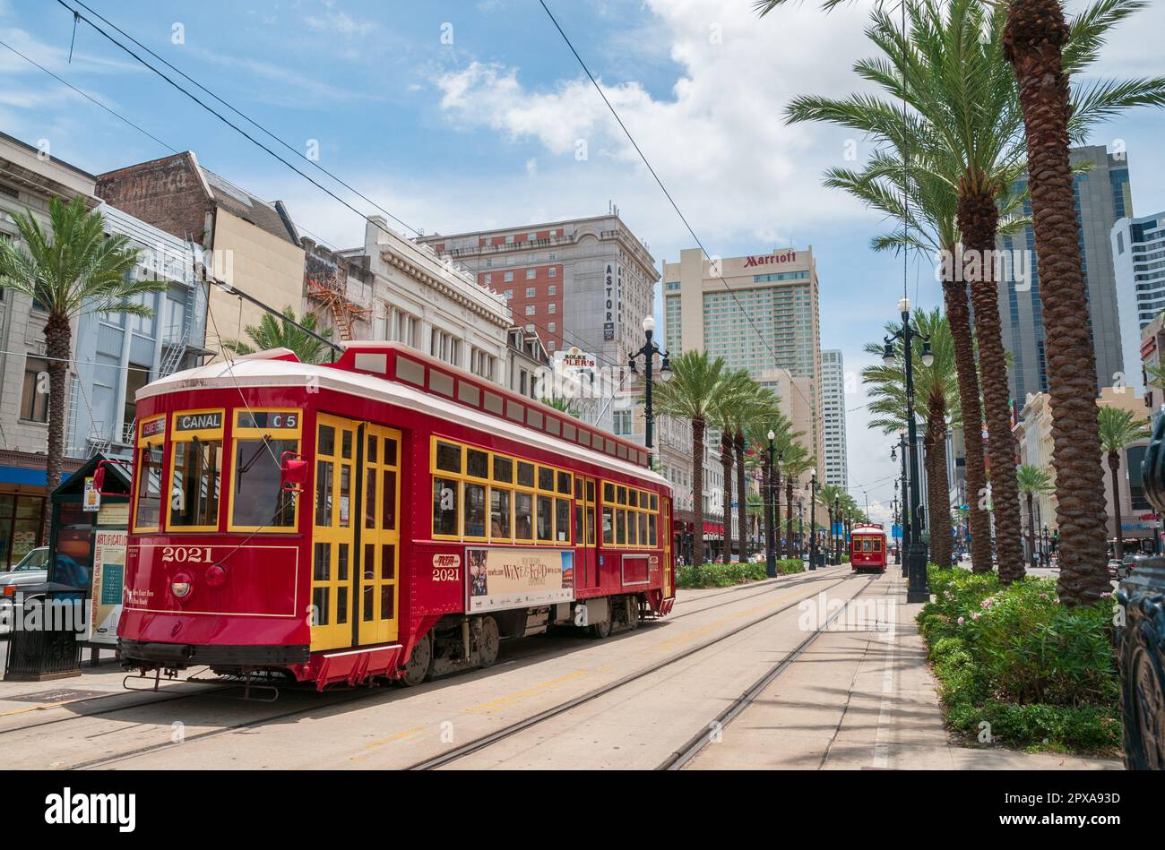 Canal Street cable car in New Orleans Stock Photo