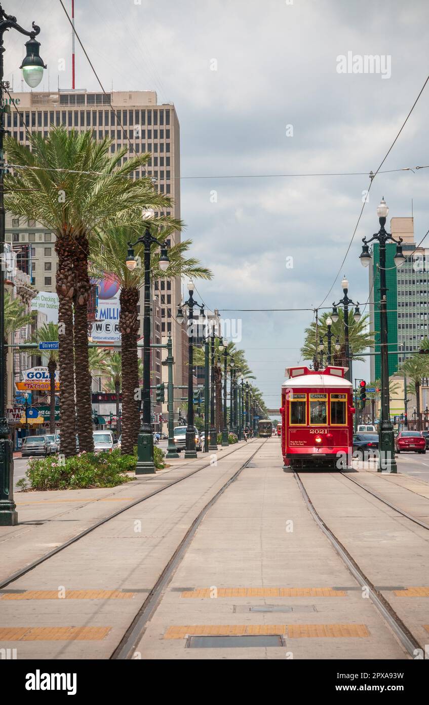 Canal Street cable car in New Orleans Stock Photo