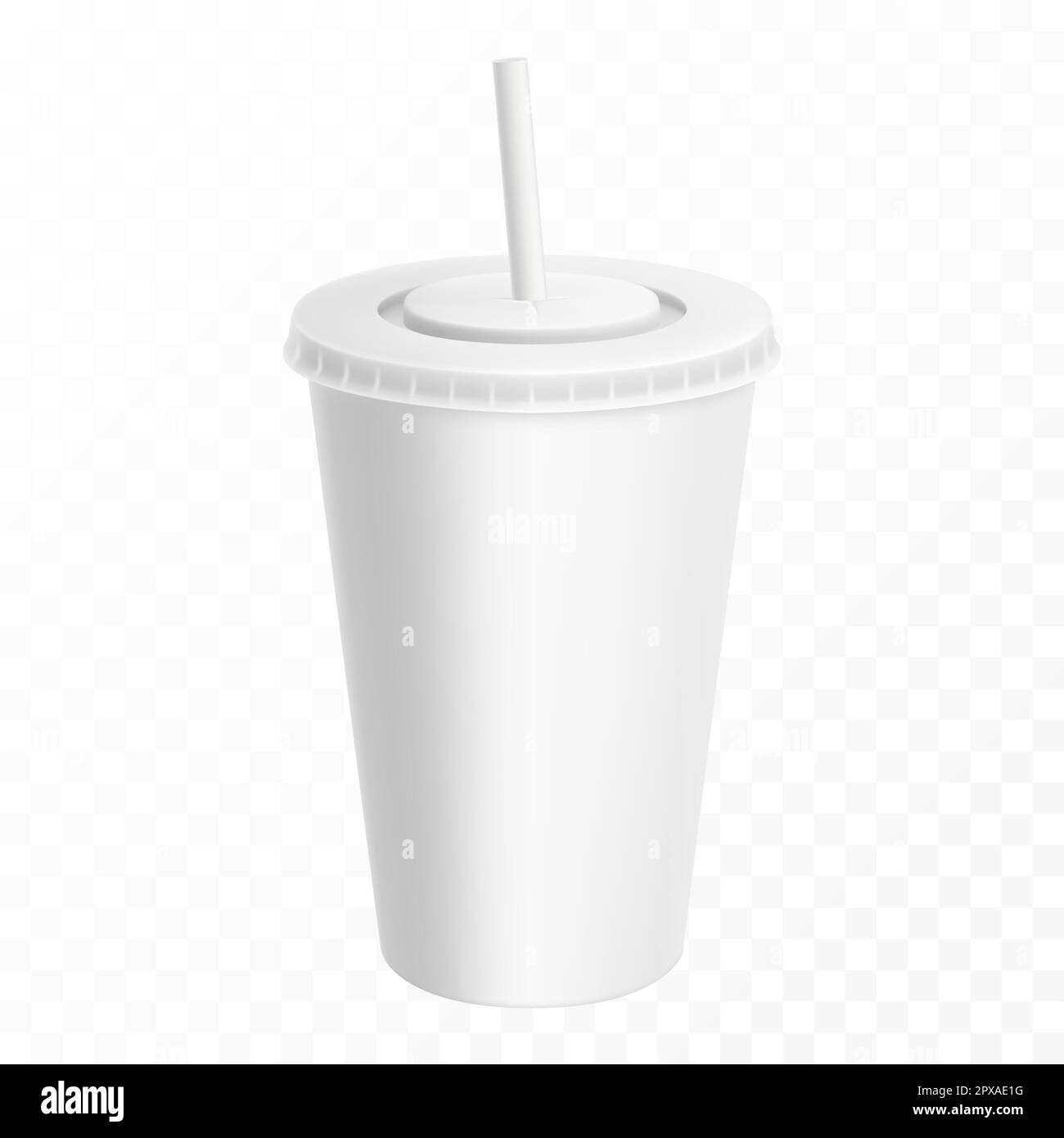 Styrofoam Cup with Plastic Lid and Straw 3D model