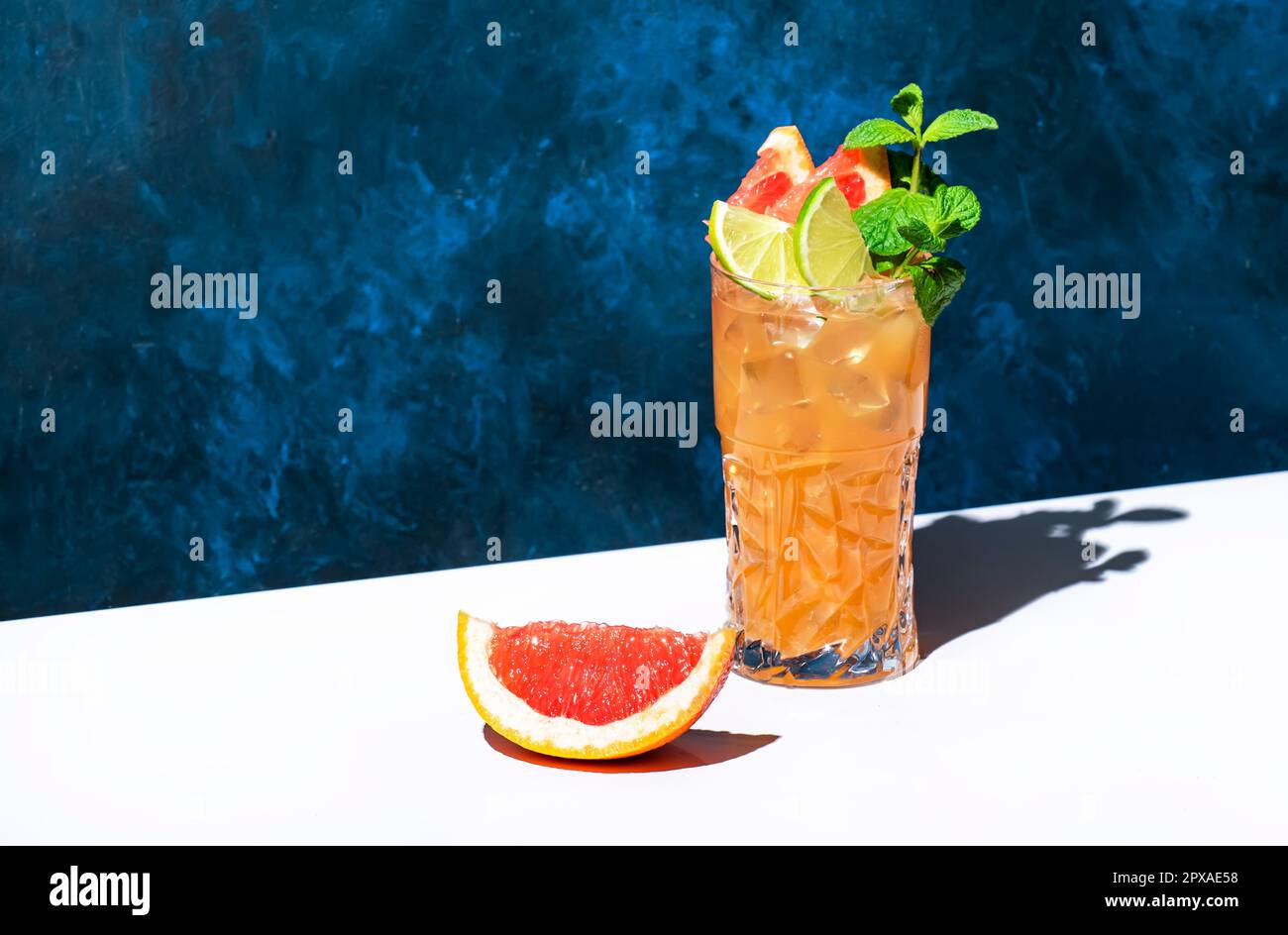 Zombie alcoholic cocktail drink with rum, lime juice, grapefruit, mint