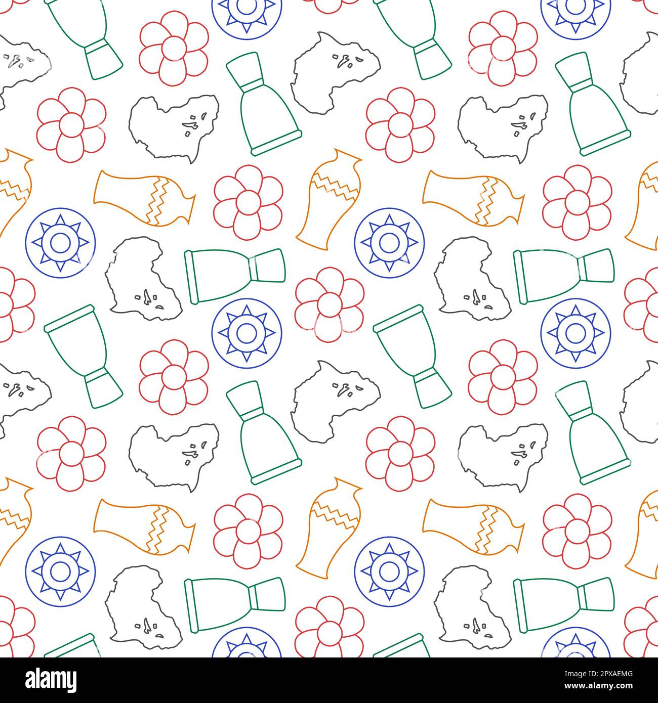 Happy Africa Day Seamless Pattern Design with Culture African Tribal ...