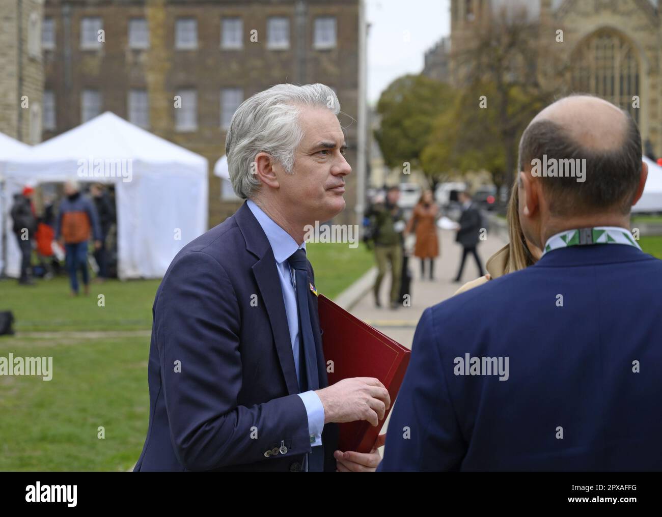 James Cartlidge MP (Con: South Suffolk) Minister of State (Minister for Defence Procurement) on College Green, Westminster, March 2023 Stock Photo
