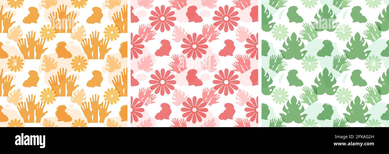 Set of Happy Africa Day Seamless Pattern Design with Culture African ...